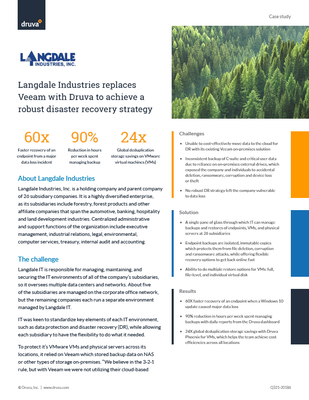 Langdale Industries replaces Veeam with Druva to achieve a robust disaster recovery strategy