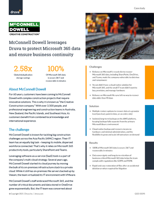 McConnell Dowell leverages Druva to protect Microsoft 365 data and ensure business continuity