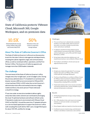 State of California protects VMware, Microsoft 365, Google Workspace, and on-premises data