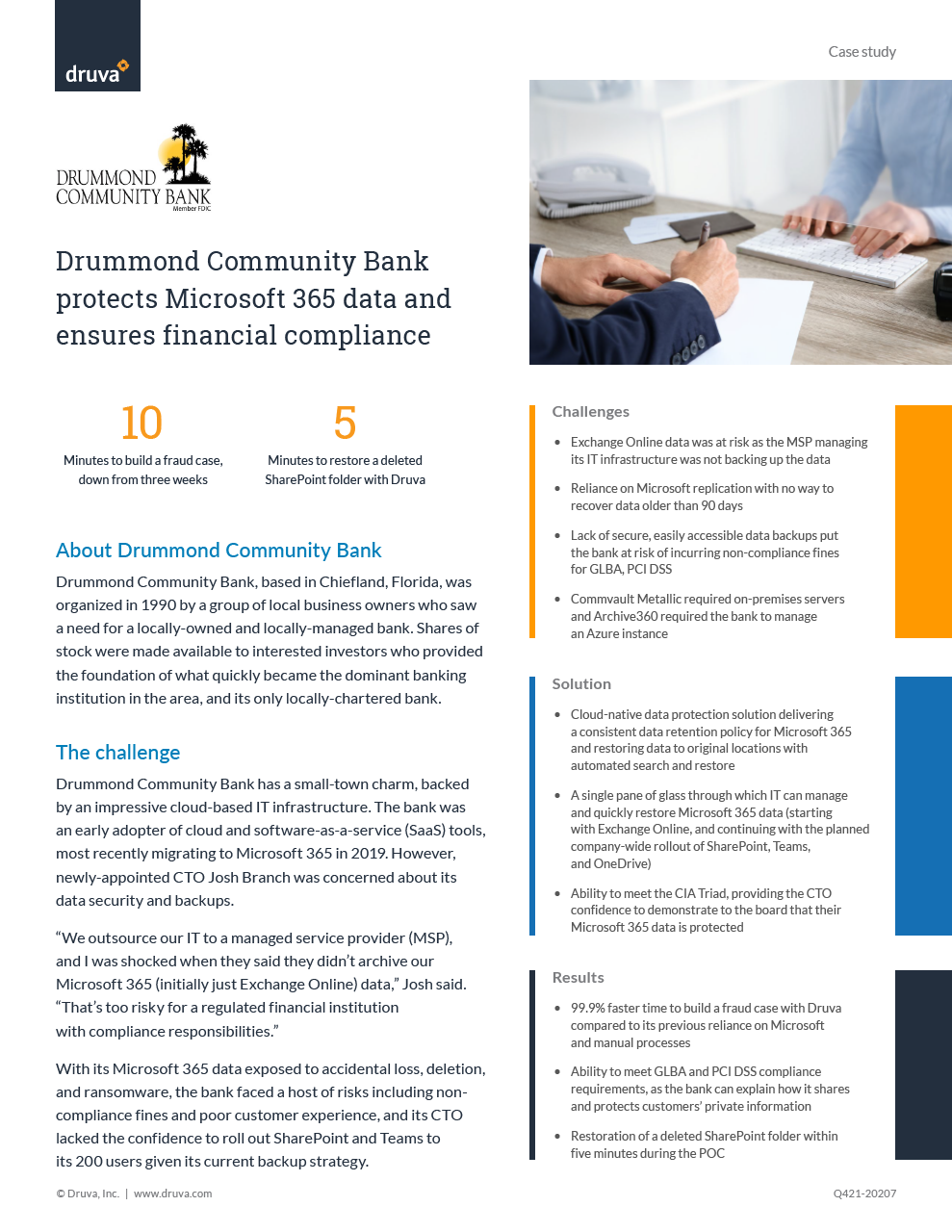 Drummond Community Bank protects Microsoft 365 data and ensures compliance with financial regulations