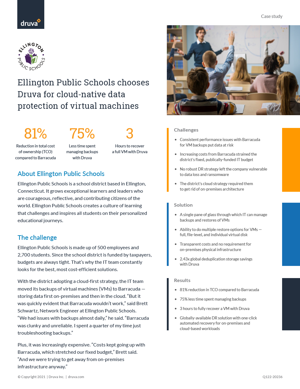 Ellington Public Schools chooses Druva for cloud-native data protection of virtual machines
