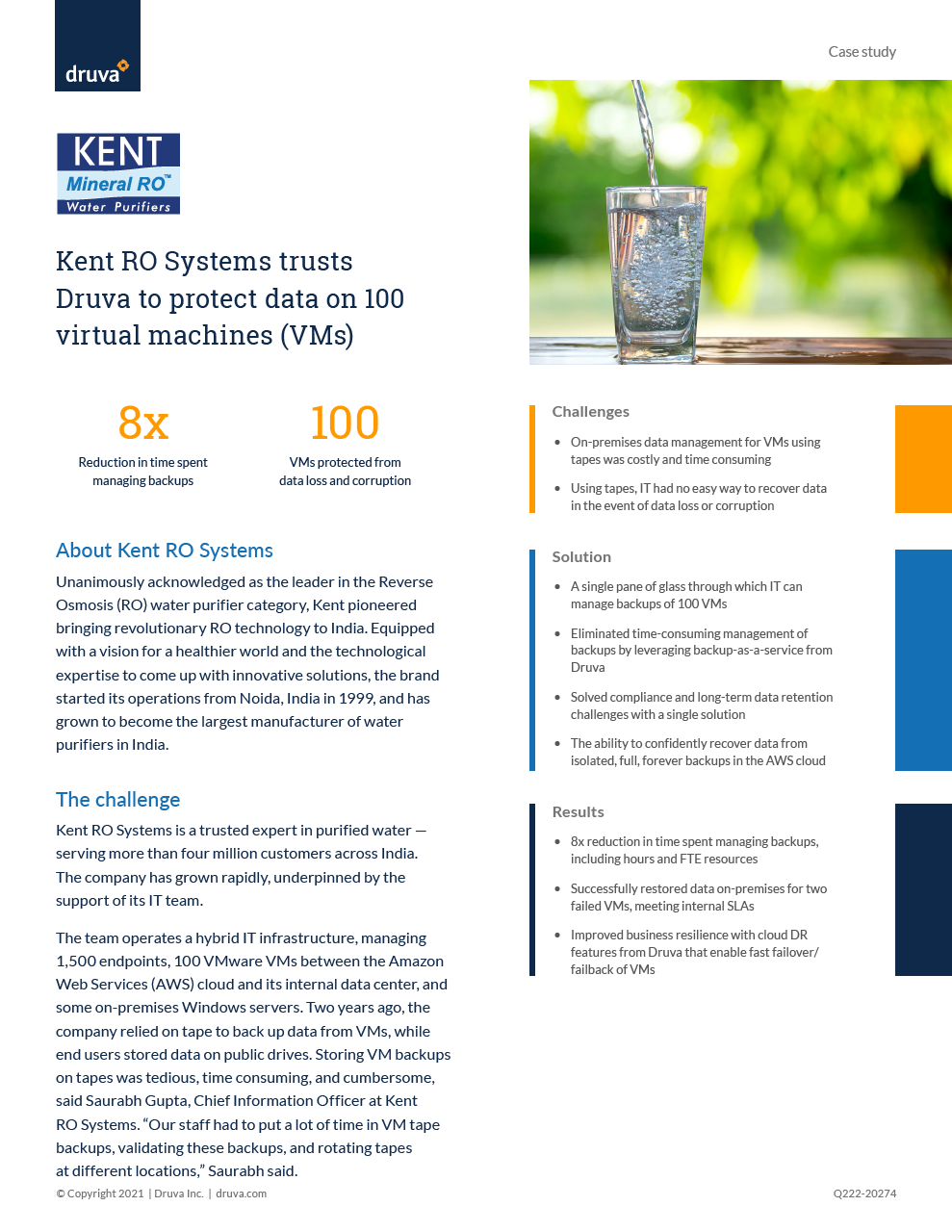 Kent RO Systems protects 100 VMs with Druva