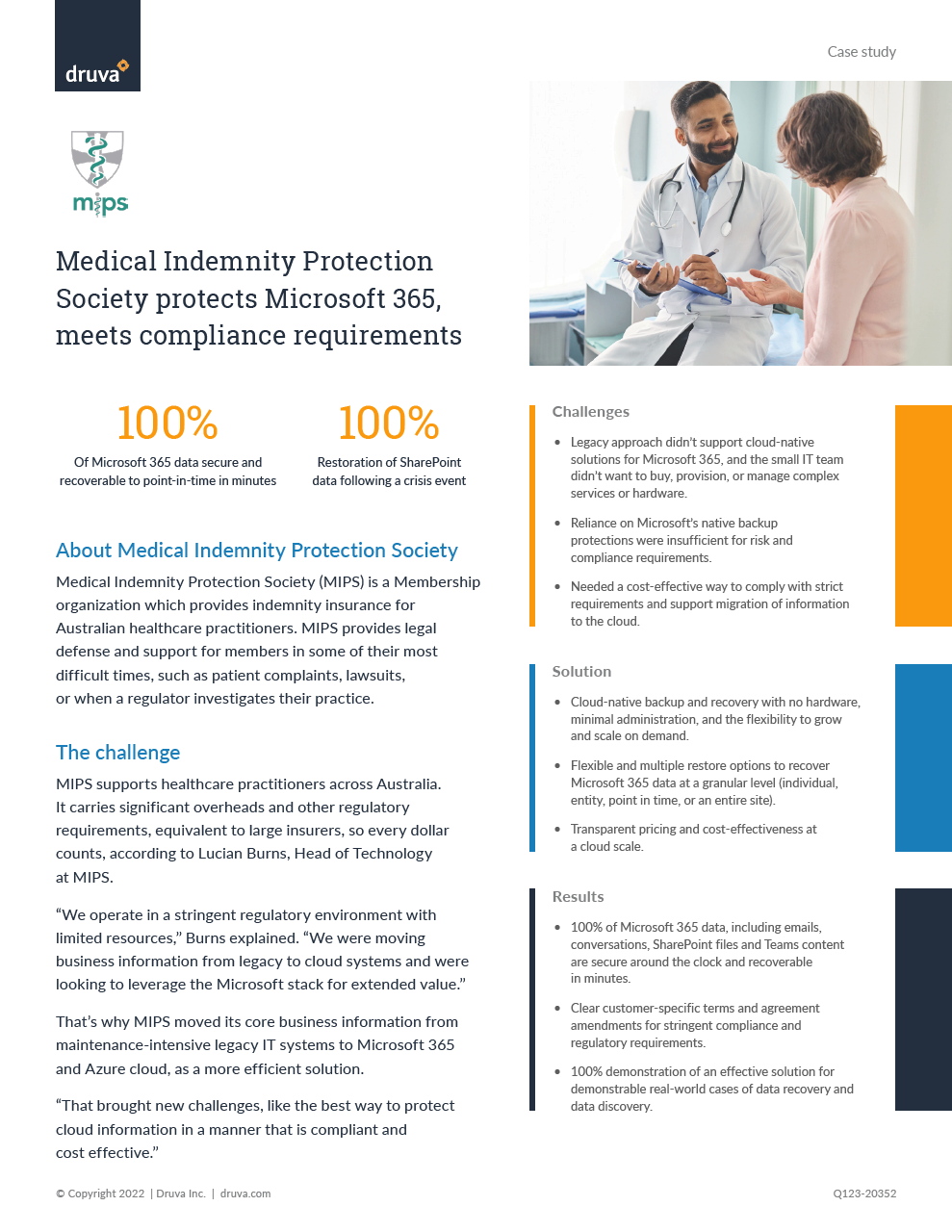 Medical Indemnity Protection Society protects Microsoft 365, meets compliance requirements