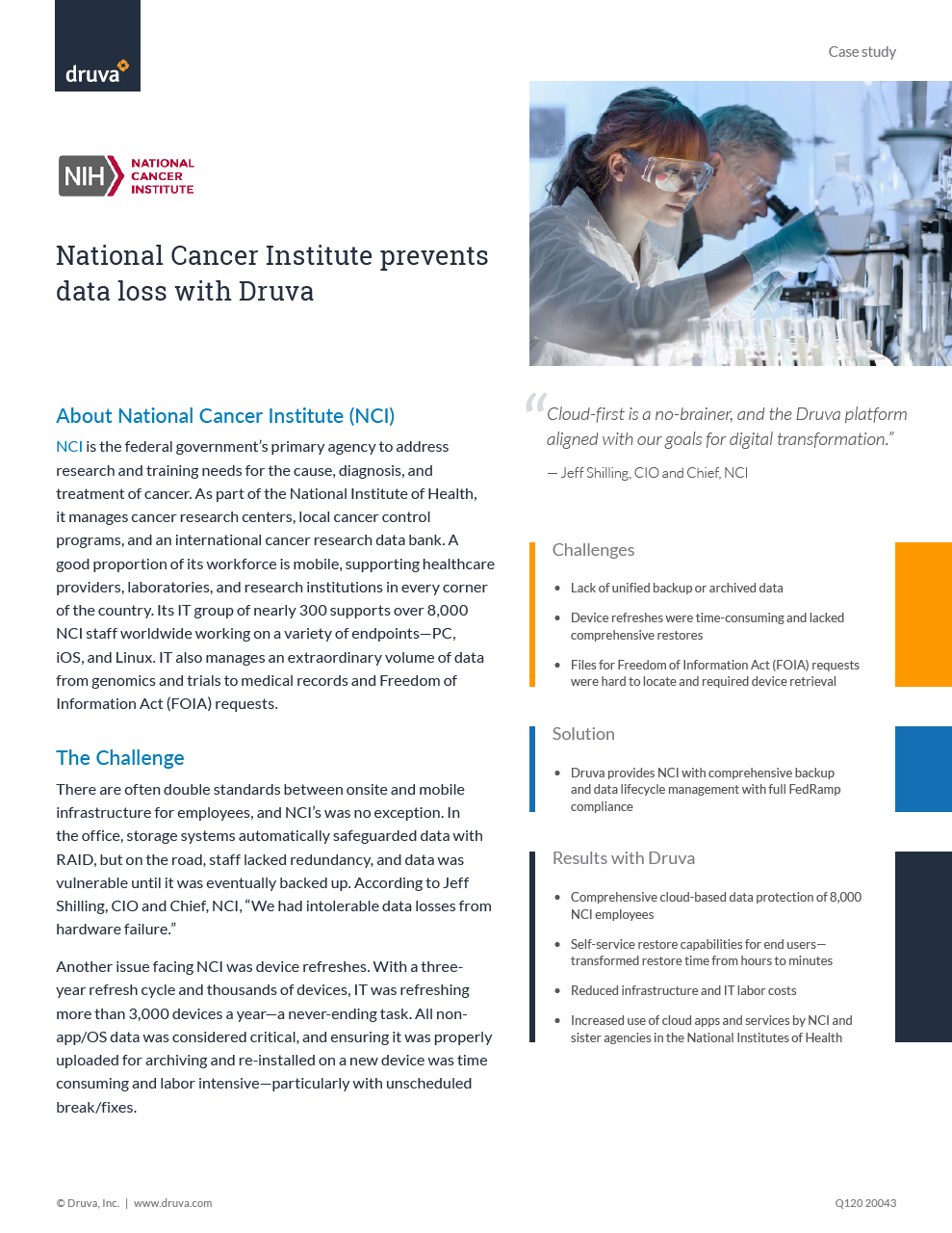 National Cancer Institute prevents data loss with Druva