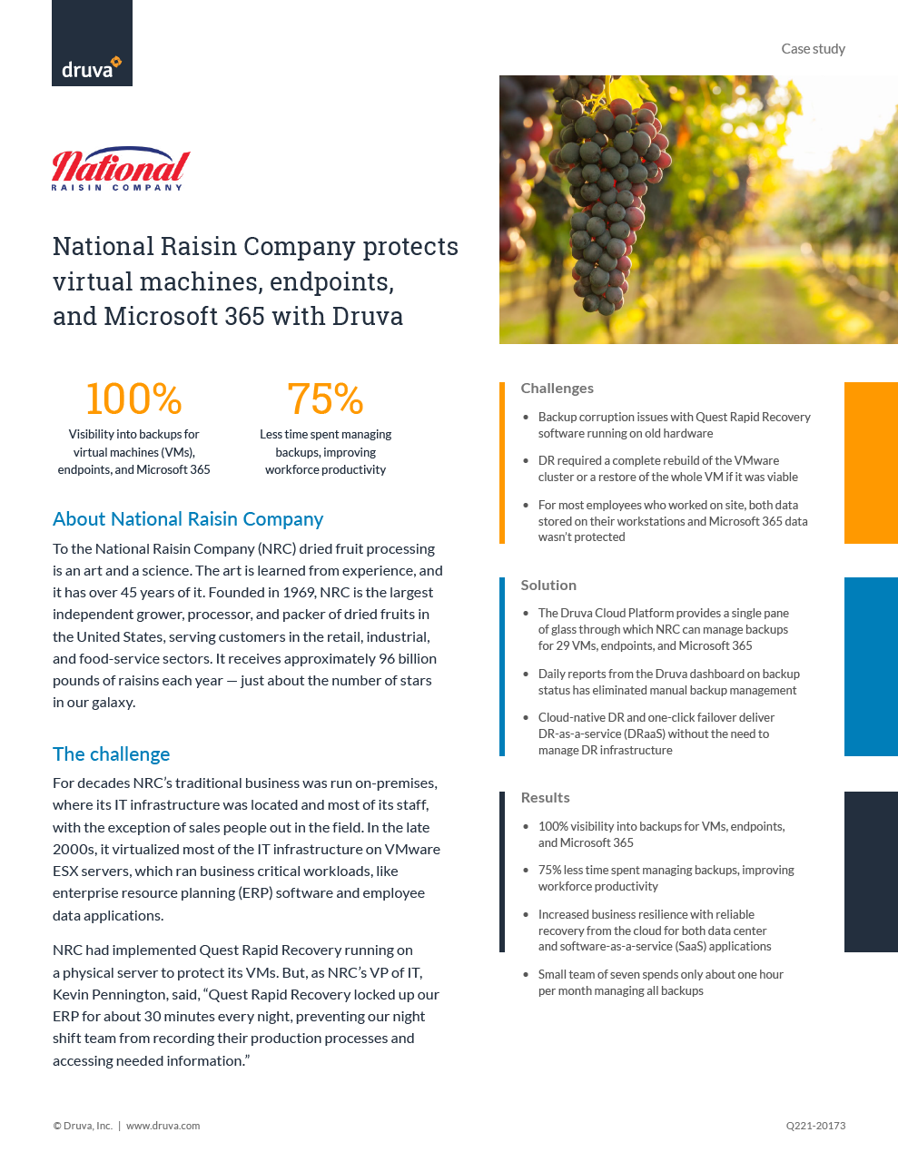 National Raisin Company protects virtual machines, endpoints, and Microsoft 365 with Druva
