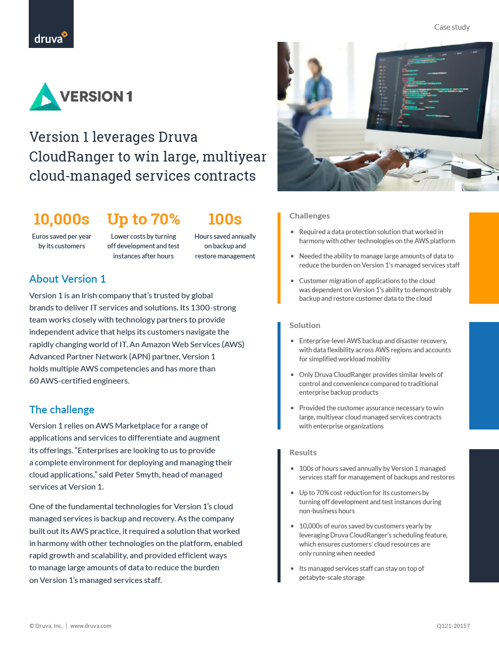 Version 1 leverages Druva CloudRanger to win large, multiyear cloud-managed services contracts