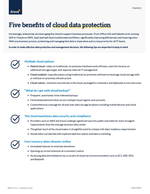 Five benefits of cloud data protection