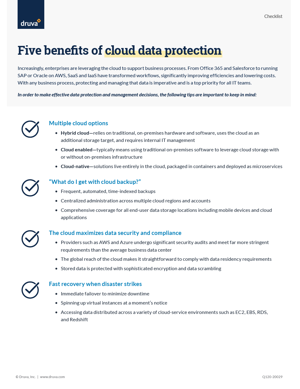 Five benefits of cloud data protection